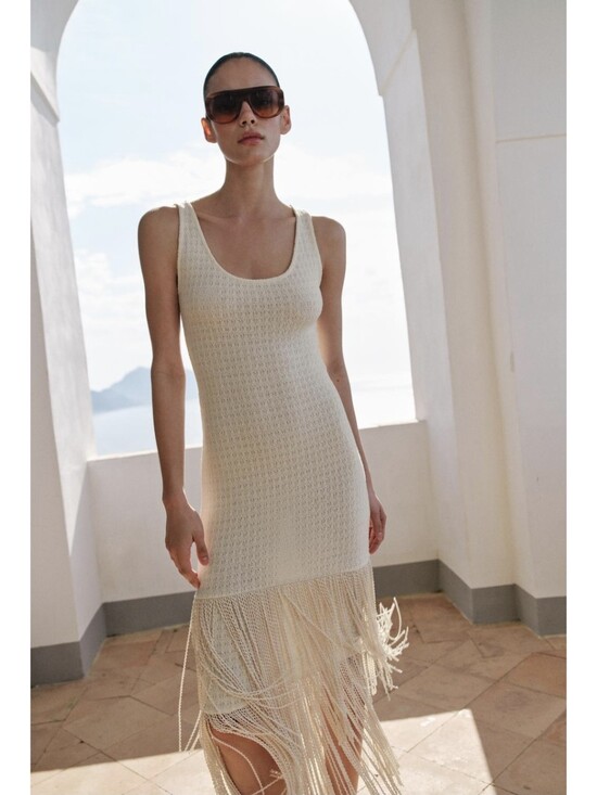 Zara Dresses & Skirts - TEXTURED FRINGED DRESS